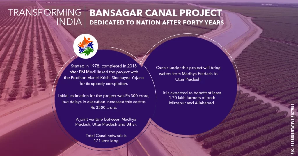 Bansagar Canal Project, Uttar Pradesh, Narendra Modi, Yogi Adityanath, Mirzapur, The New India, Transforming India